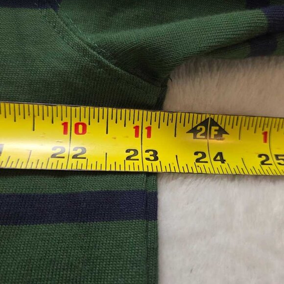 New L J.Crew Factory striped rugby longsleeve polo shirt Championship Green Navy - Picture 7 of 8